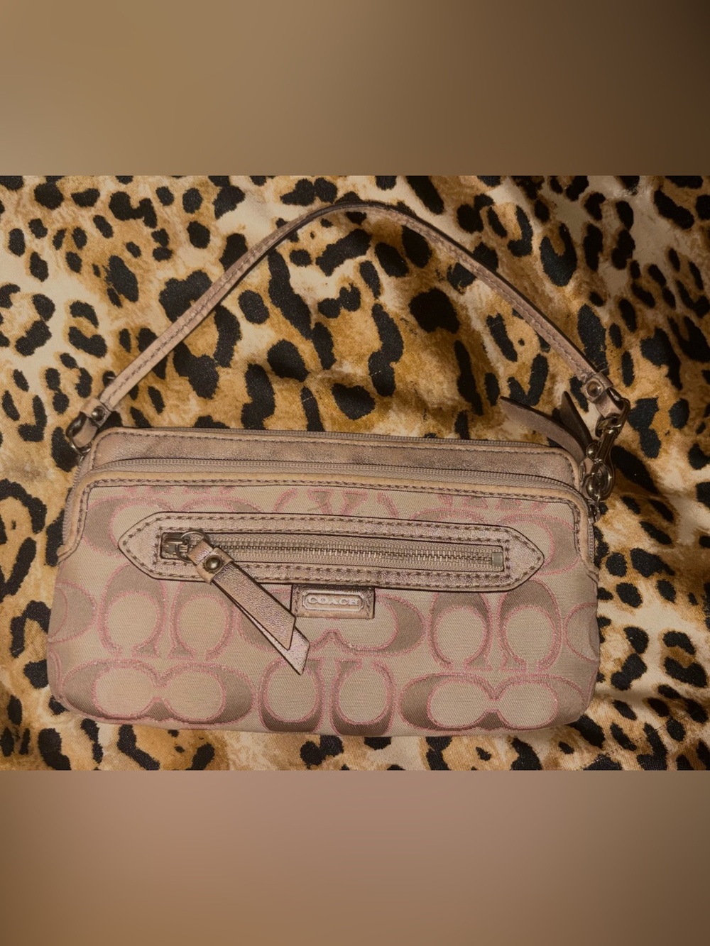 Coach Beige and Pink Signature wallet